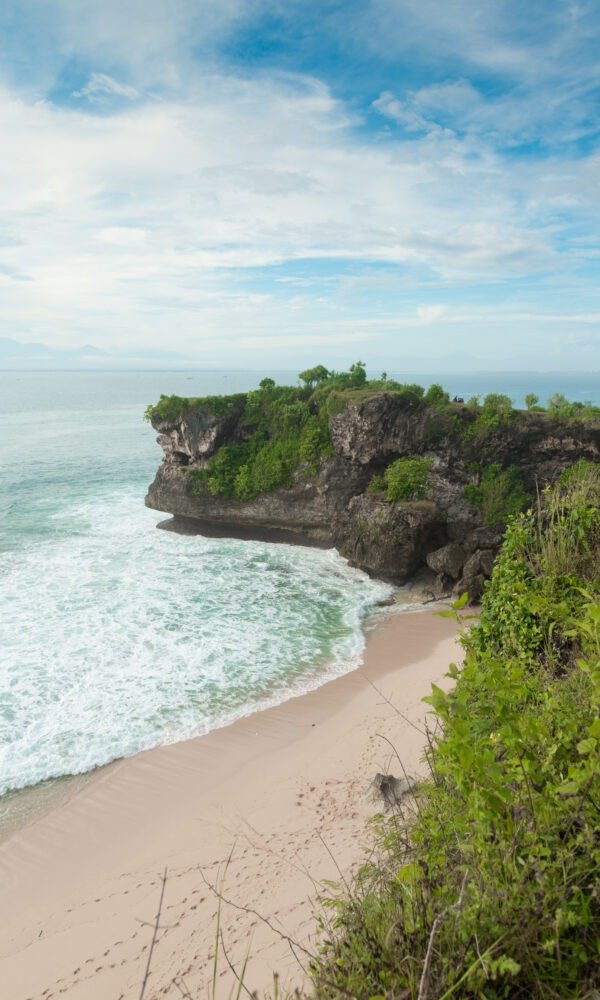 View from above of ocean coast at Bali island, Indonesia